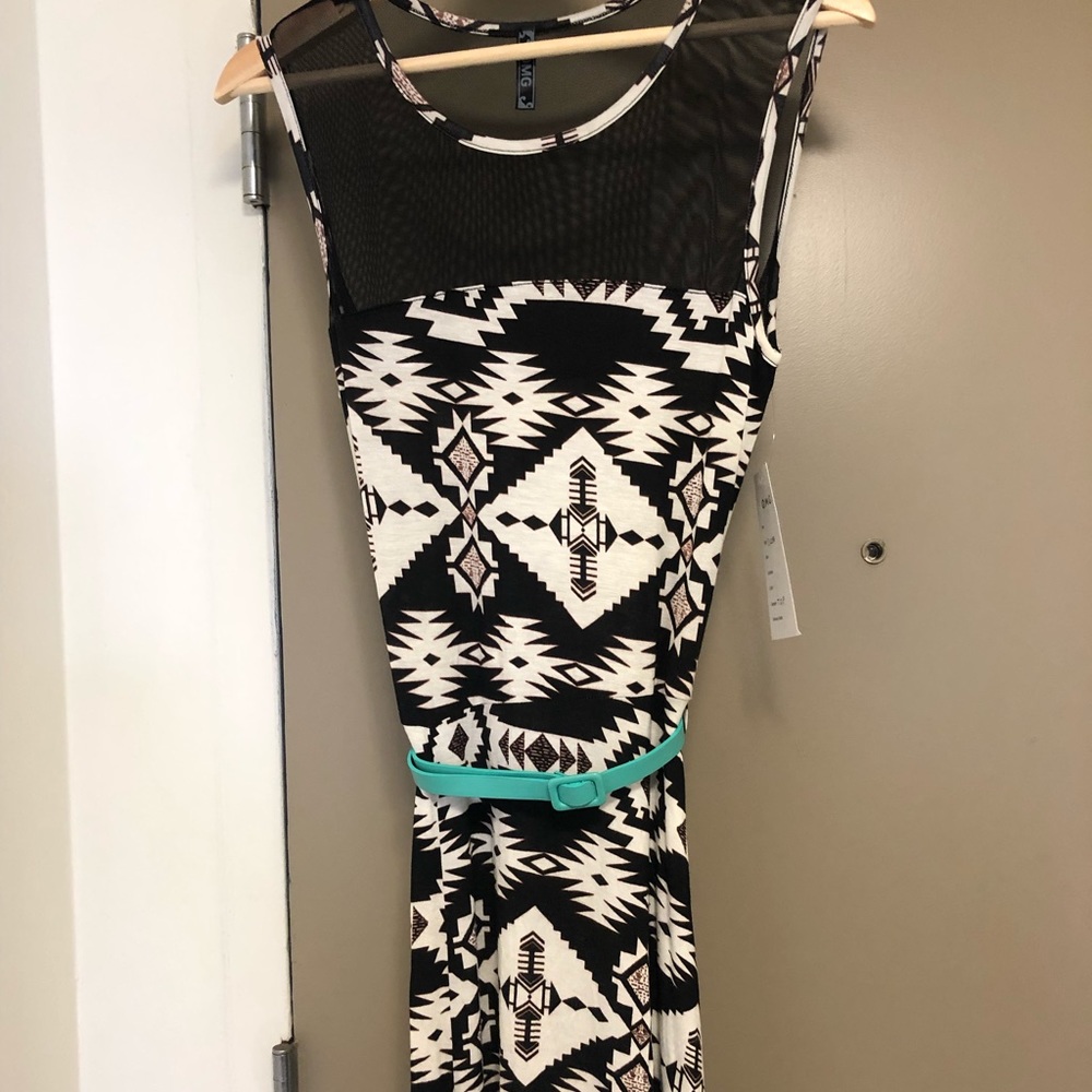 OMG maxi dress with blue belt